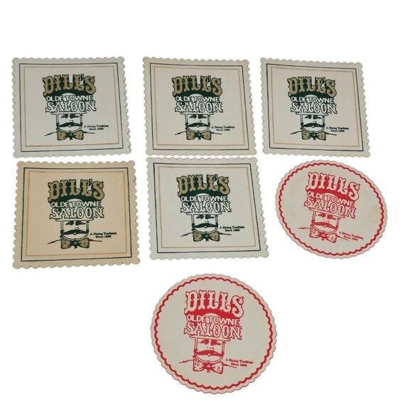 Vintage Coasters Dills Olde Towne Saloon Restaurant Ephemera Bar Food and Spirit - Picture 1 of 9